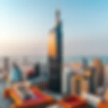 Al Shatha Tower: A Focal Point in Dubai Media City Panoramic view of Dubai Media City with Al Shatha Tower as a focal point