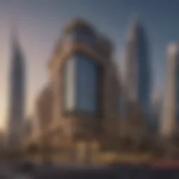 Exterior view of the Al Zarooni Building against Dubai's skyline