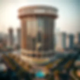 Aerial view of Azayez Building showcasing its unique architectural design