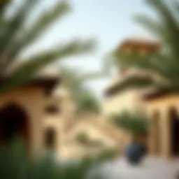 Traditional Barasti architecture showcasing palm fronds