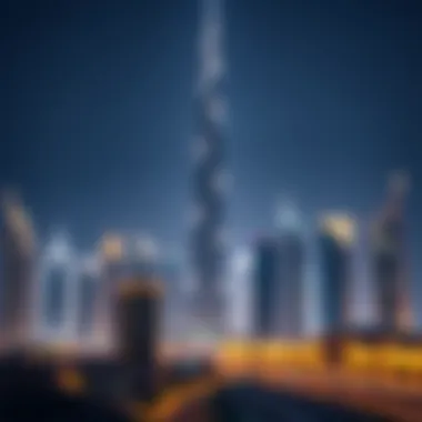 Dubai Skyline Highlighting Burj Khalifa Skyline of Dubai featuring Burj Khalifa