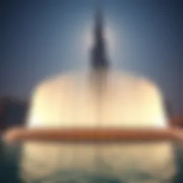 Majestic view of Burj Khalifa fountain during a show