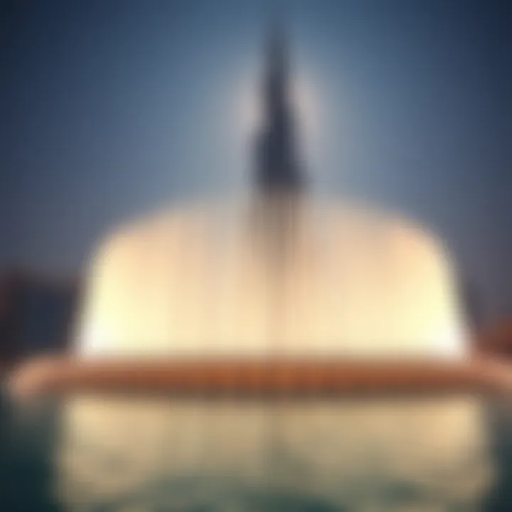 Majestic view of Burj Khalifa fountain during a show