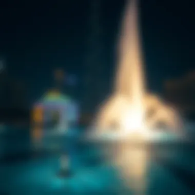 Illuminated Fountain at Night Nighttime spectacle of the fountain illuminated