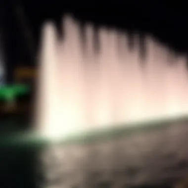 Close-up of water jets in synchronized motion