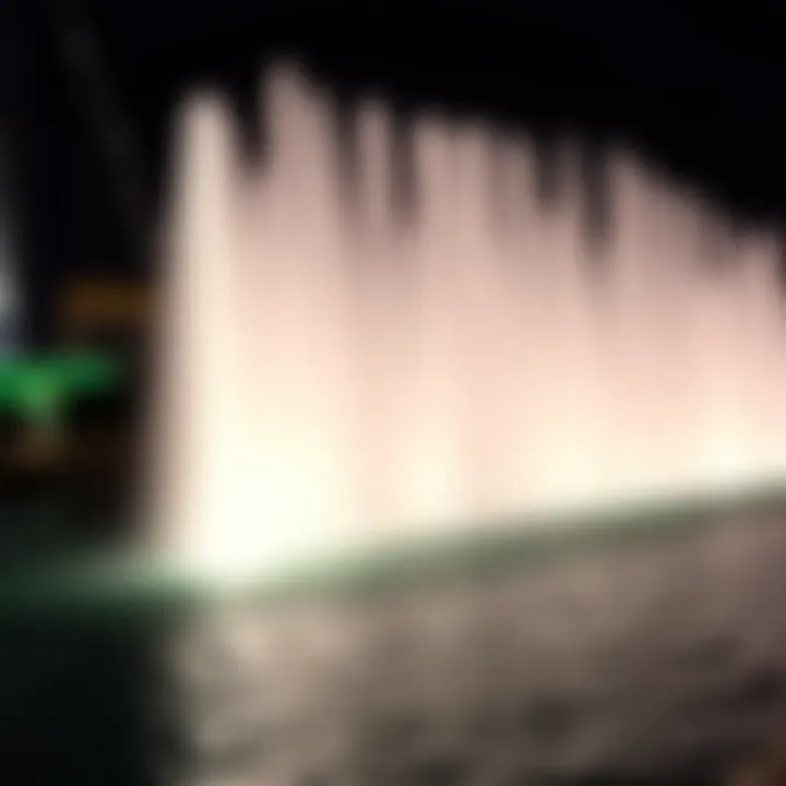 Close-up of water jets in synchronized motion