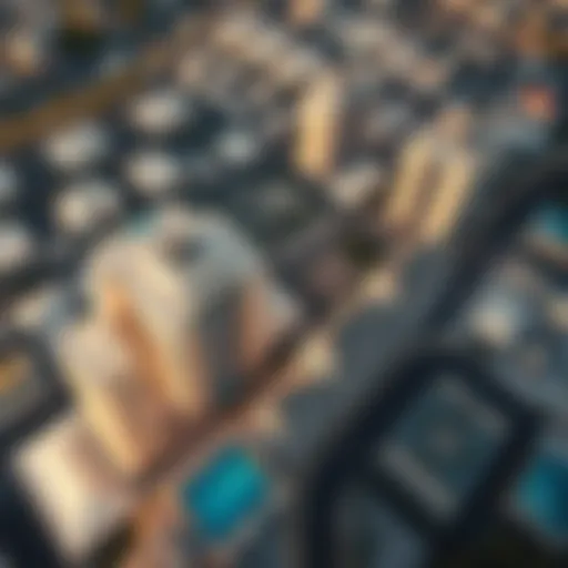 Aerial view of Al Barsha showcasing commercial buildings