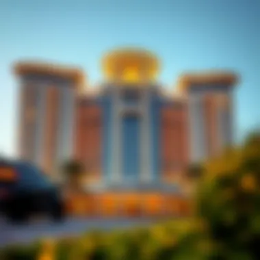 Stunning Hotel Architecture in Dubai Luxurious hotel exterior showcasing unique architectural design in Dubai