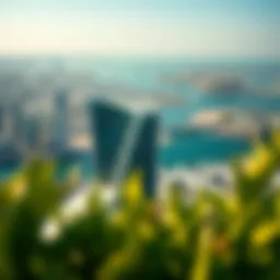 Aerial view of Creek Tower showcasing its unique design