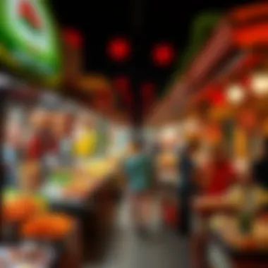 Vibrant Local Food Market Vibrantly bustling food market scene showcasing local delicacies