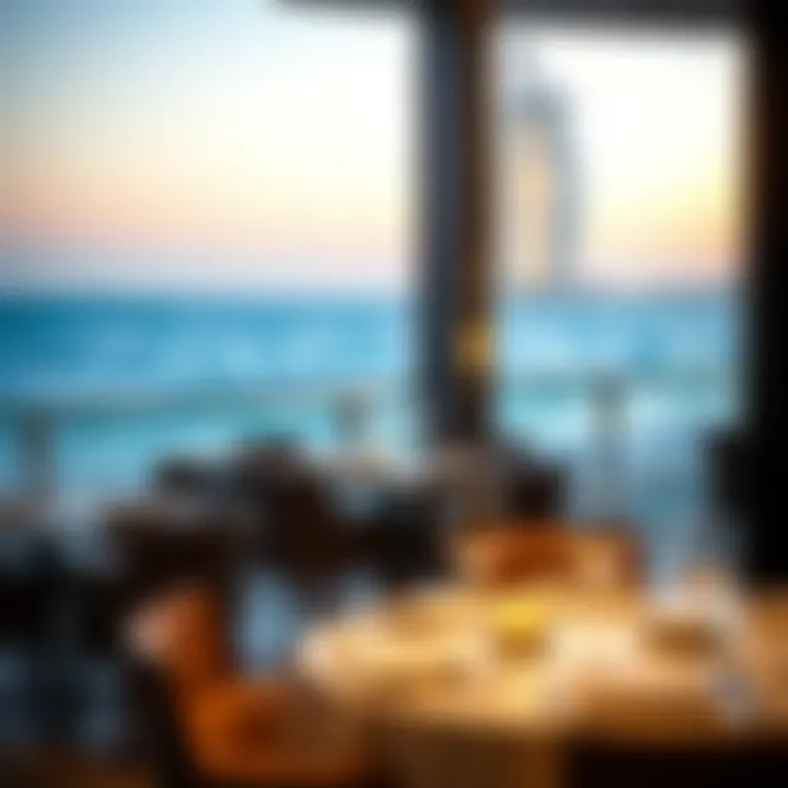 Contemporary Beachside Dining Experience Elegant dining setup at a modern restaurant overlooking the beach