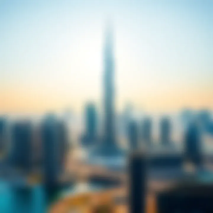 D1 Tower: Iconic Skyline Presence Panoramic view of Dubai skyline with D1 Tower as a focal point