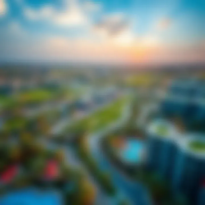 Aerial View of Damac Hills 2 Aerial view of Damac Hills 2 showcasing the green landscapes and modern architecture