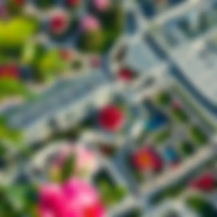 An aerial view of the Dubai Miracle Garden illustrating its intricate design and layout
