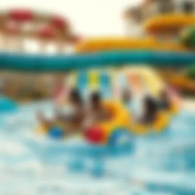 Visitors enjoying thrilling water slides at Dubai Water Park