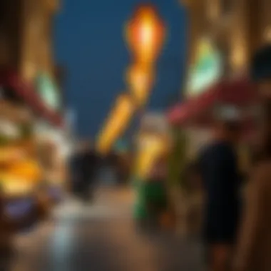 Lively Evening Atmosphere Evening scene capturing the lively atmosphere of Al Quoz Community Market