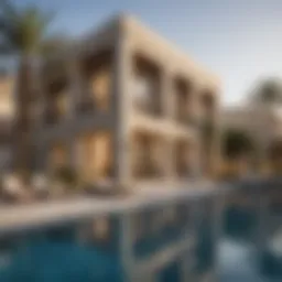 Luxurious villa exterior in Al Zahia