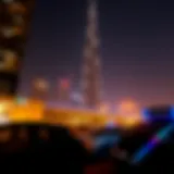 Stunning view of the Burj Khalifa illuminated at night