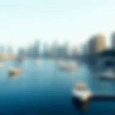 Dubai Marina Landscape Beautiful landscape of Dubai Marina with boats