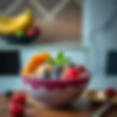 Nourishing Acai Bowl A vibrant acai bowl topped with fresh fruits and seeds