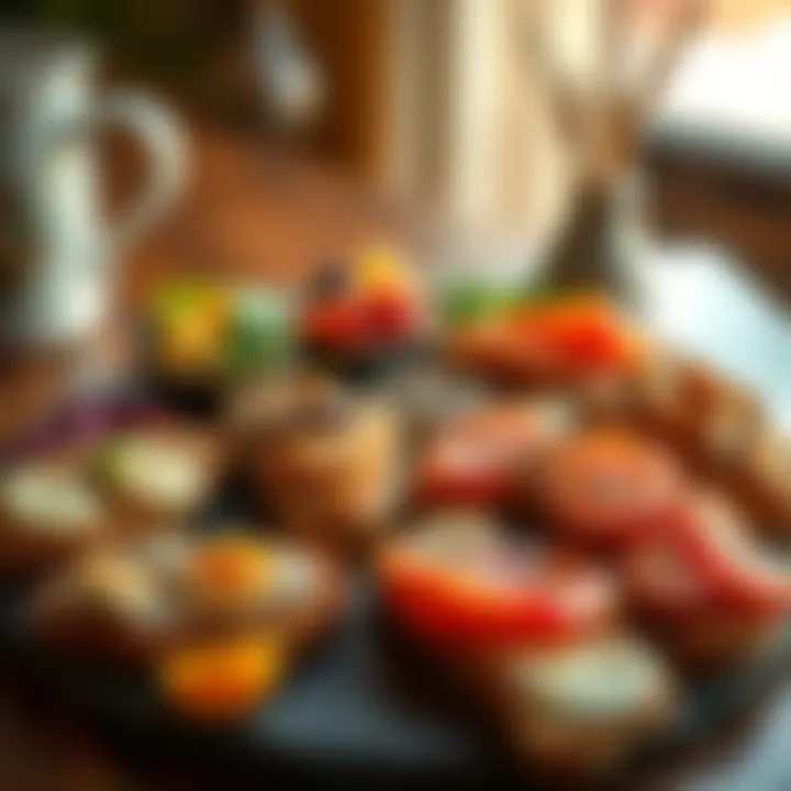 Artisan Wholegrain Toast Selection A colorful spread of wholegrain toast with various toppings