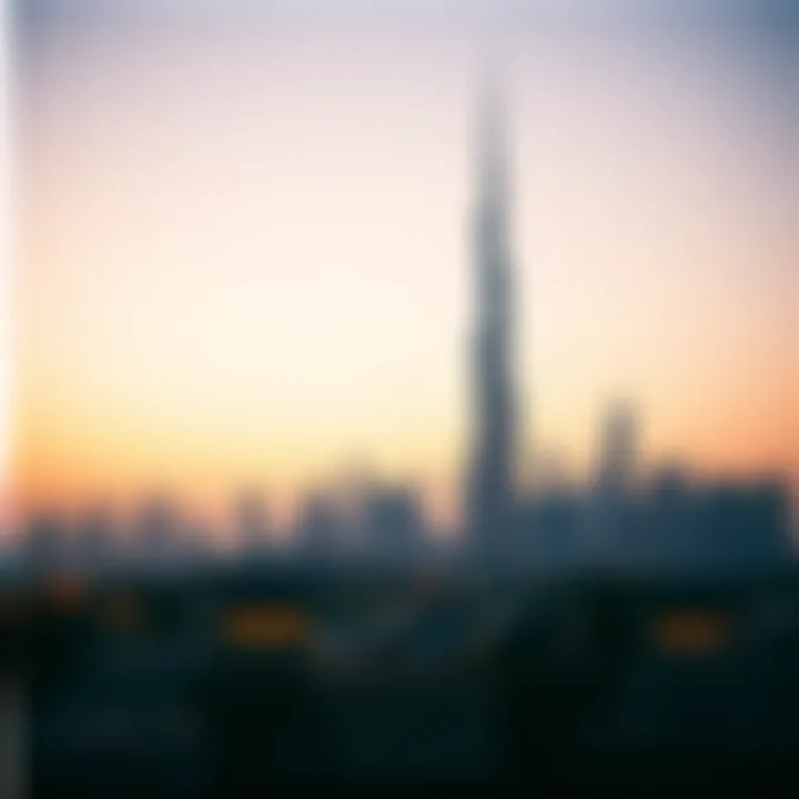 Dubai Skyline at Sunset A breathtaking view of the Dubai skyline at sunset