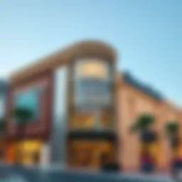 Luxurious outlet mall exterior showcasing modern architecture
