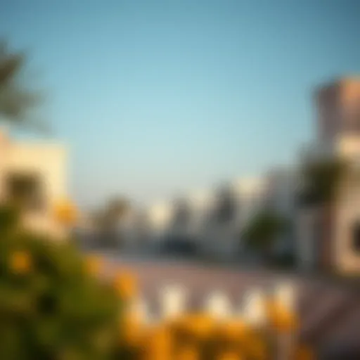 A serene view of a residential neighborhood in Dubai showcasing modern villas