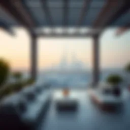 A stunning terrace view overlooking Dubai's skyline