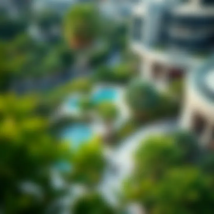 Aerial View of Urban Green Spaces in Dubai An aerial view highlighting the integration of green spaces within the urban setting of Dubai