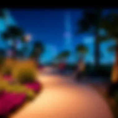 Landscaping and Paths in Dubai Mall Park A close-up of the vibrant landscaping and walking paths within Dubai Mall Park