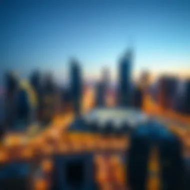 Stunning skyline view of DIFC at dusk