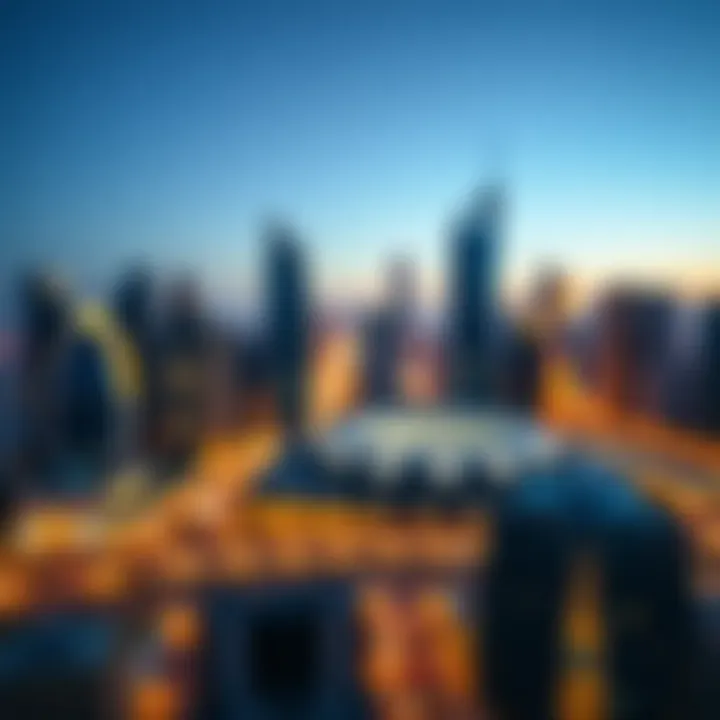 Stunning skyline view of DIFC at dusk