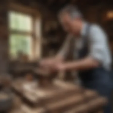 Artisans engaging in traditional craftsmanship within the village