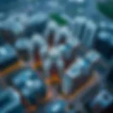 Aerial view of the JLT Cluster showcasing its architectural diversity