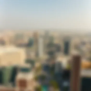 Diverse Commercial Districts in Dubai Aerial view of Dubai showing diverse commercial districts