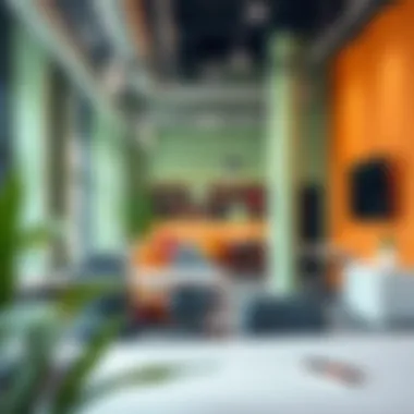 Creative Workspace with Flexible Layout Creative workspace with flexible layout and vibrant colors