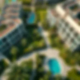 Aerial view of Faya Bloom Gardens showcasing lush greenery and modern architecture