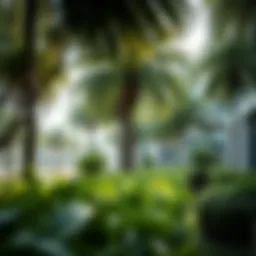 Lush greenery in urban setting