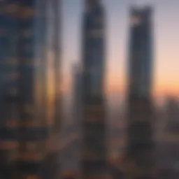 Breathtaking view of Horizon Towers at sunset