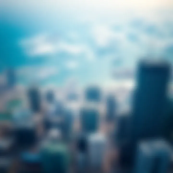 Aerial view of Dubai's financial district with HSBC Tower prominently positioned