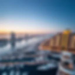 Aerial view of Jannah Marina showcasing luxury yachts and waterfront.