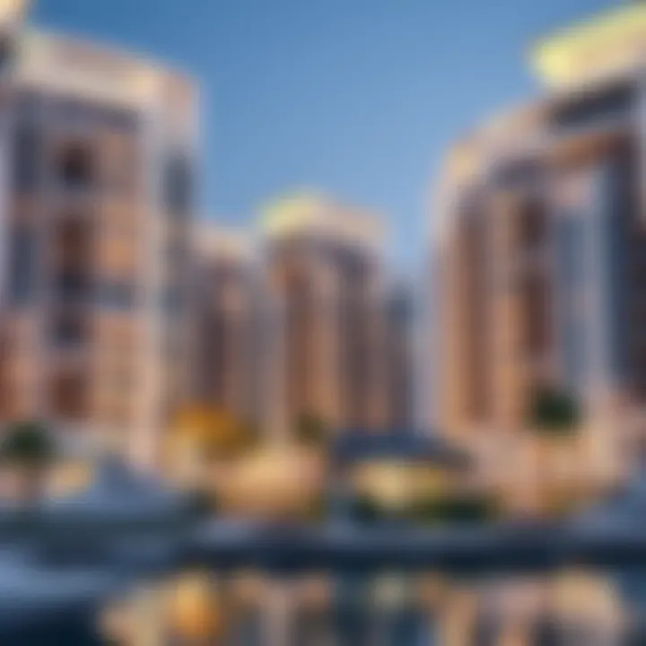 Architectural Rendering of Jannah Marina Architectural rendering of the luxury marina buildings with modern design.