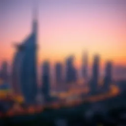 Stunning skyline of Dubai during sunset