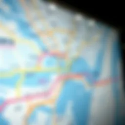 A detailed map of the Dubai Metro system highlighting key routes and stations