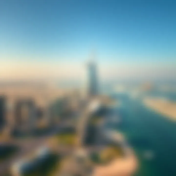 Aerial view highlighting Palm View Tower location in Dubai