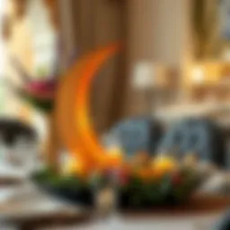 Elegant crescent moon centerpiece for Ramadan table