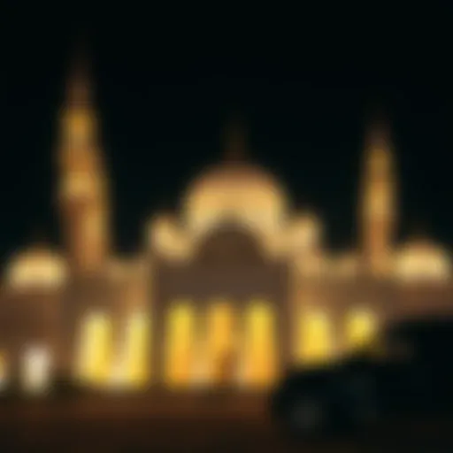 Majestic mosque illuminated during Ramadan nights in the UAE