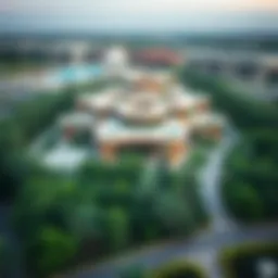 Aerial view of Royal Park showcasing its lush greenery and modern architecture