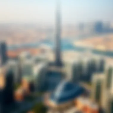 Sondos Tower in the Dubai Skyline Aerial view of Dubai highlighting Sondos Tower against the skyline